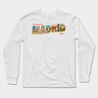 Greetings from Madrid in Spain vintage style retro souvenir Long Sleeve T-Shirt